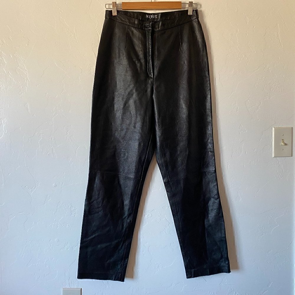 Vintage Mixit High-Rise Straight Leg Genuine Leather Pants